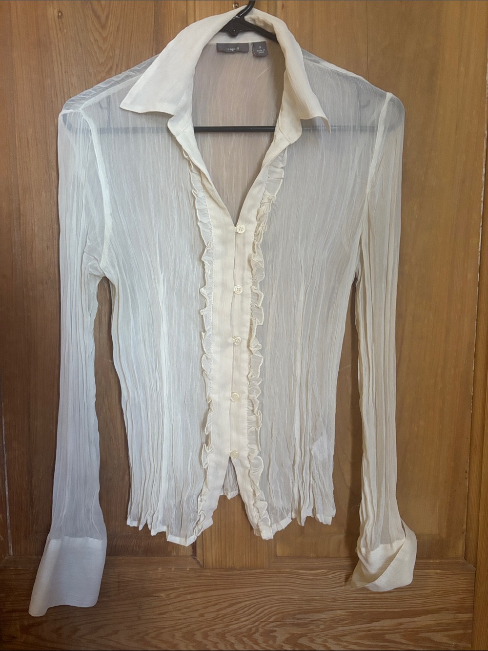 Sheer cream Y2K blouse